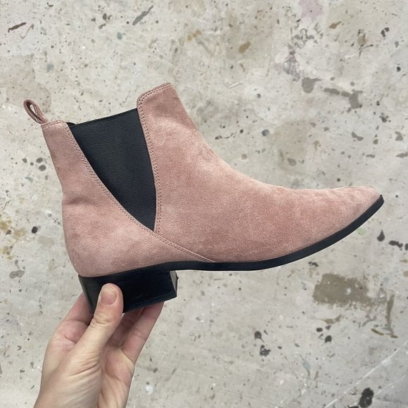 & Other Stories Cotton Candy Pink Suede Ankle Chelsea Boots Winklepickers 40/9 - Picture 5 of 8